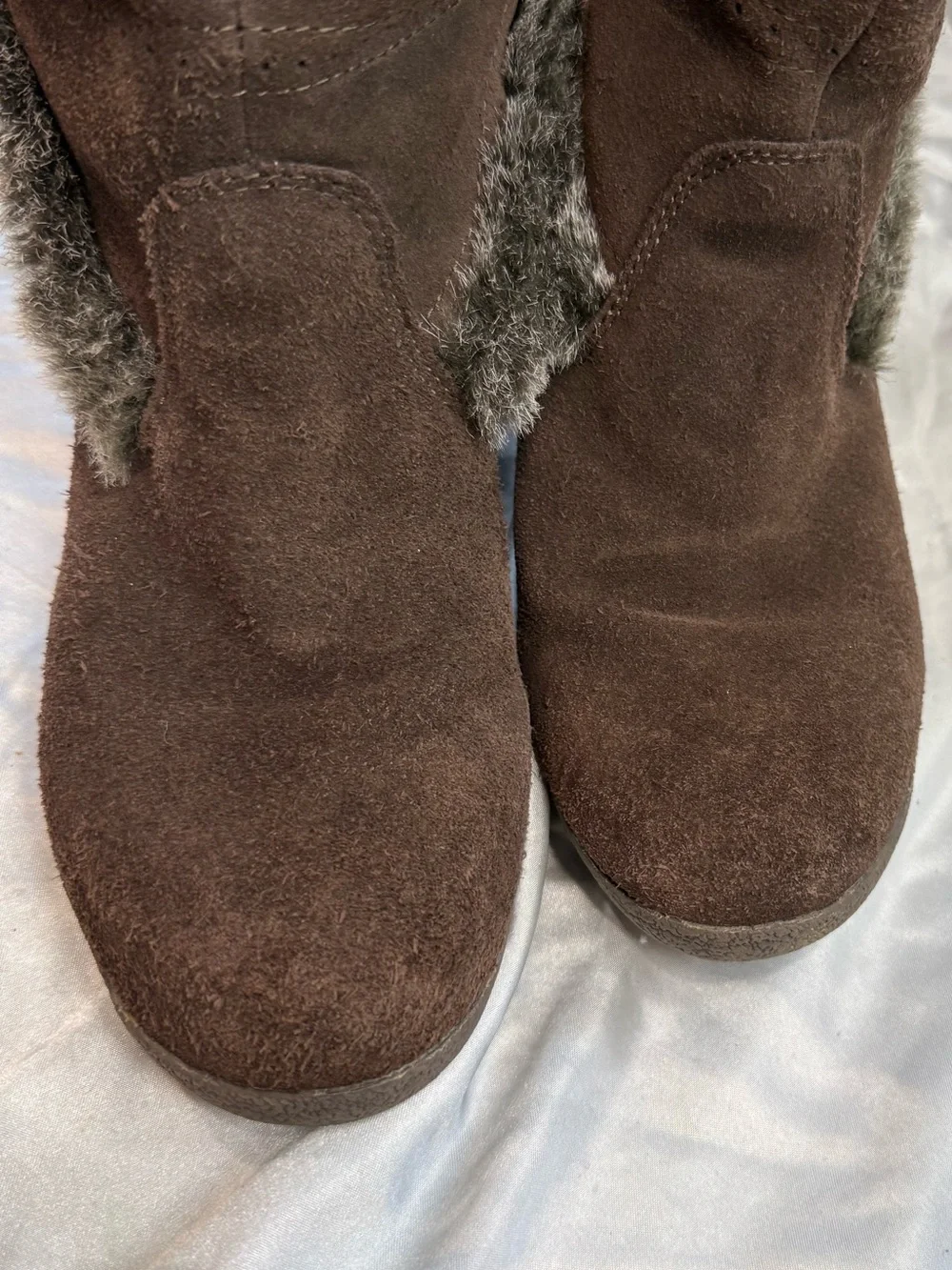Bass Brown Suede Faux-Fur Trim Lace-Up Winter Boots